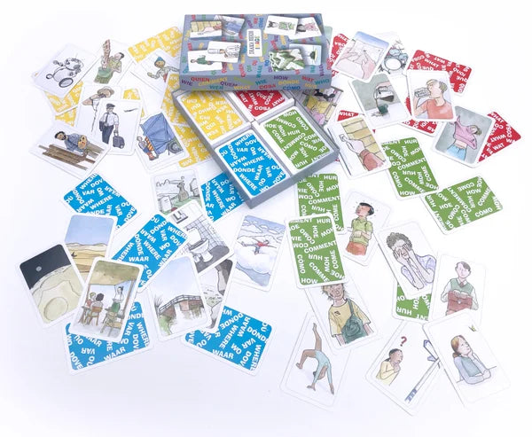 WHO WHAT WHERE HOW:   cards in 6 languages & drawings