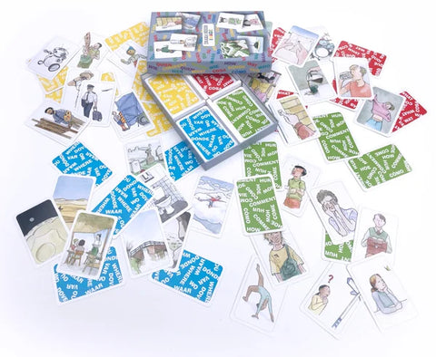 WHO WHAT WHERE HOW:   cards in 6 languages & drawings
